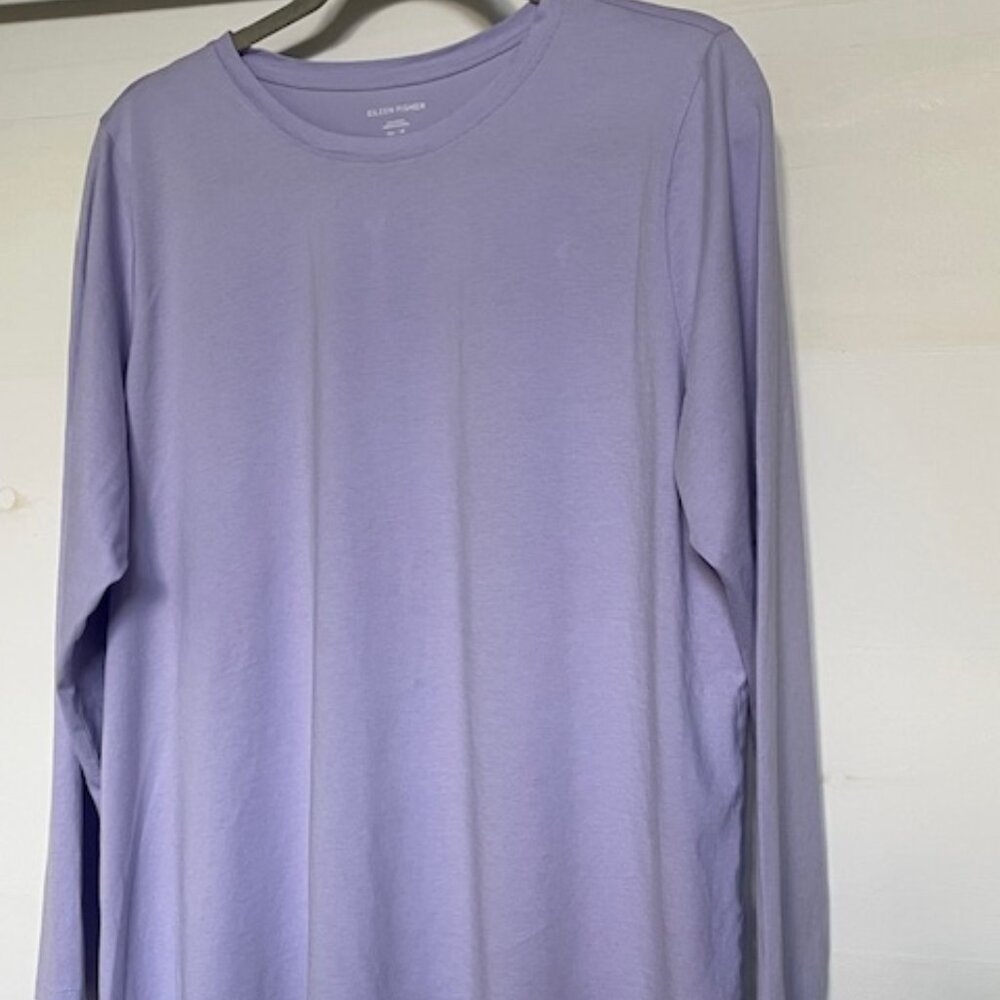 Eileen Fisher Lavender Long Sleeve Tee - Picture 3 of 4
